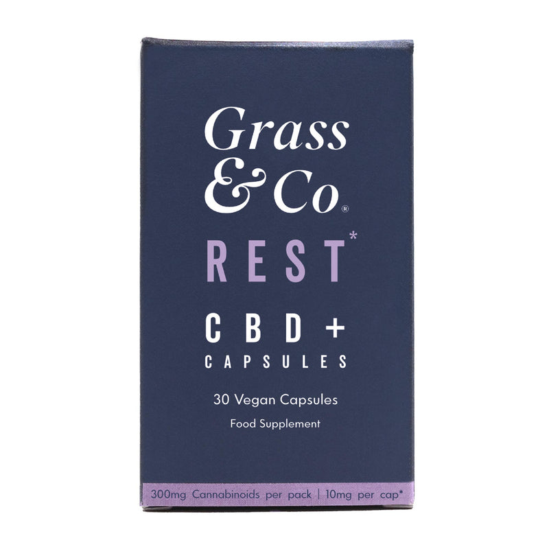 Front view of RESR CBD capsules for sleep packaging.